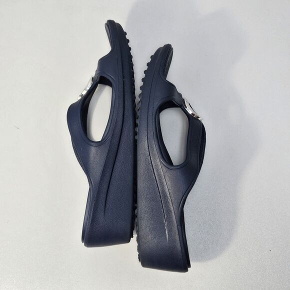 Crocs Sandals Women 9 Sanrah Beveled Circle Wedge Blue Comfort Summer Slides - Picture 9 of 12